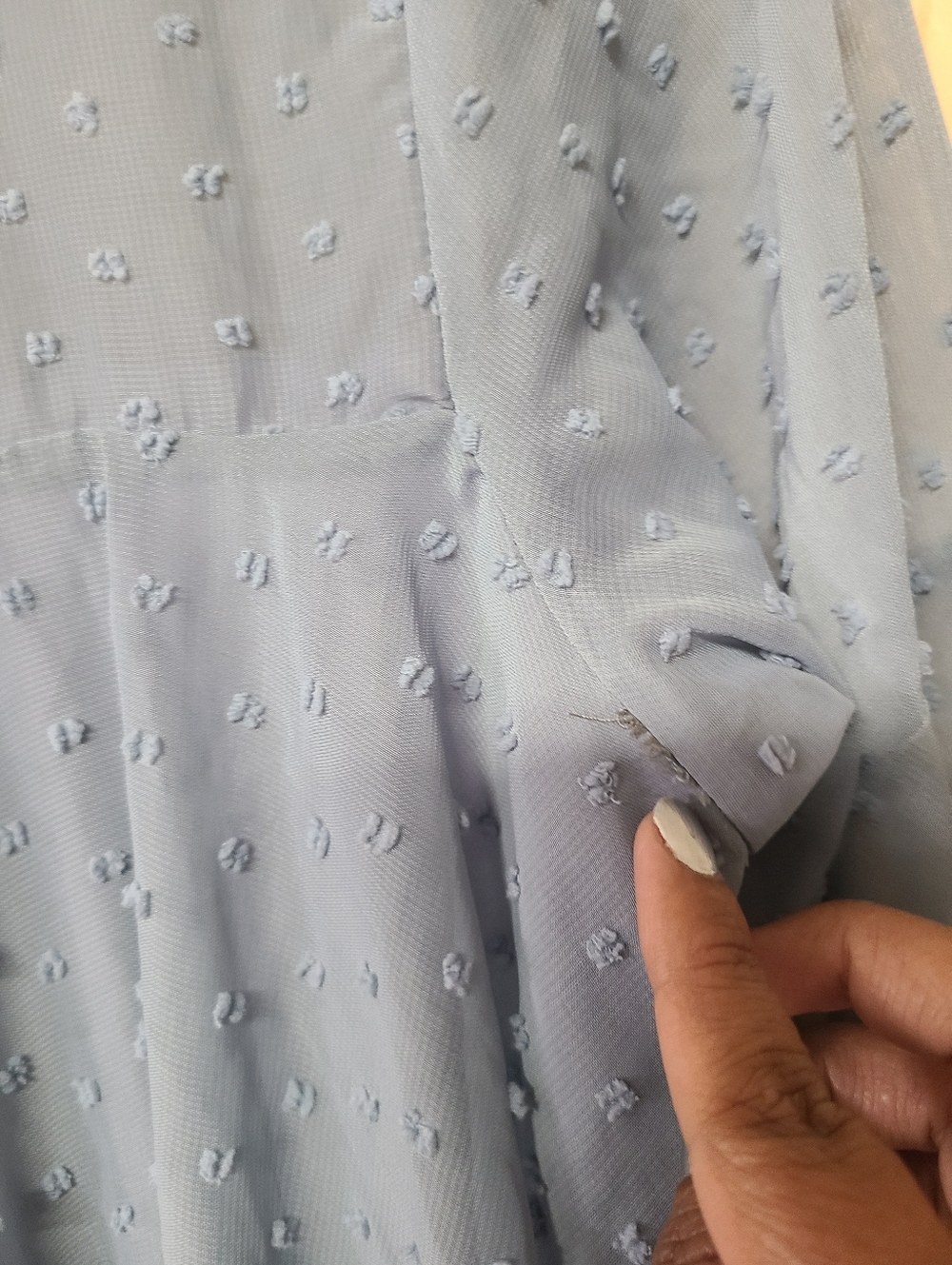 Wowo Light Blue Swiss Dot Pleated Tunic Dress - Picture 7 of 9